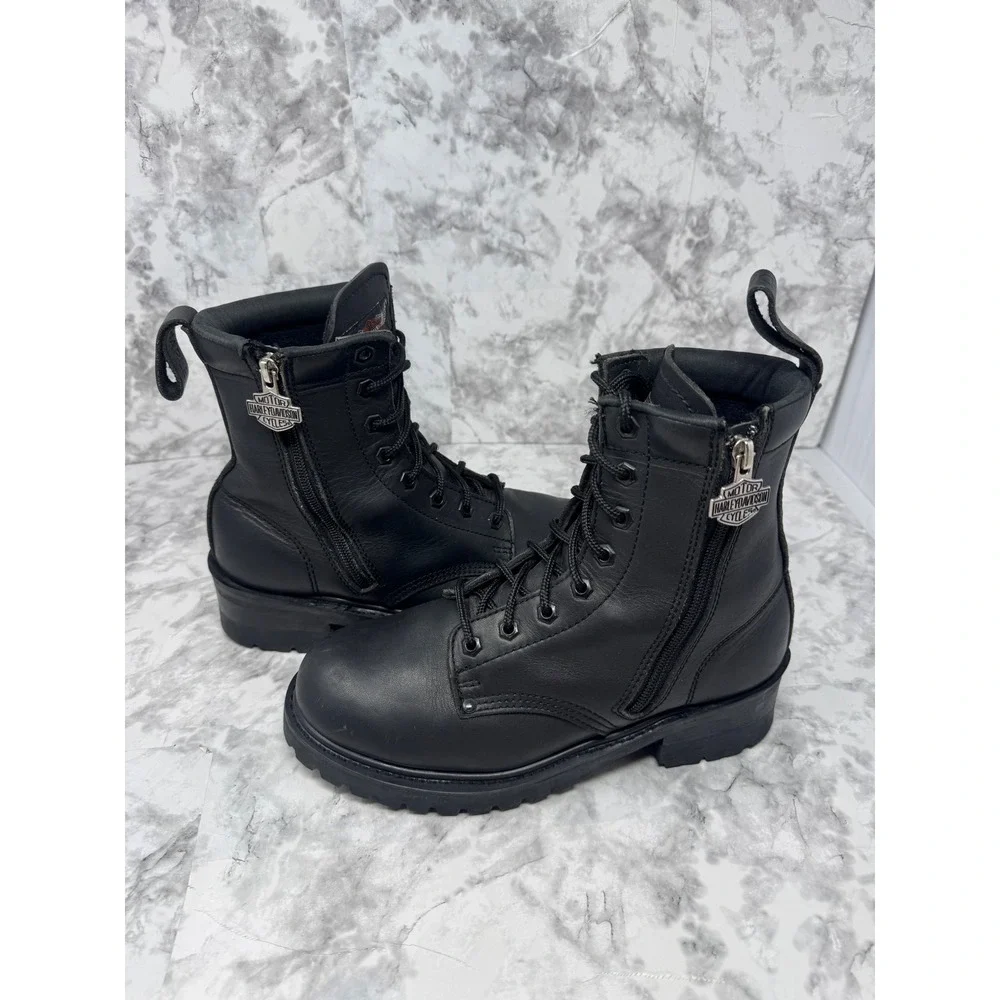 Harley Davidson Y2K ☠️Leather‎ Boots Mens 8.5 Womens 10 Biker Grunge Punk Moto